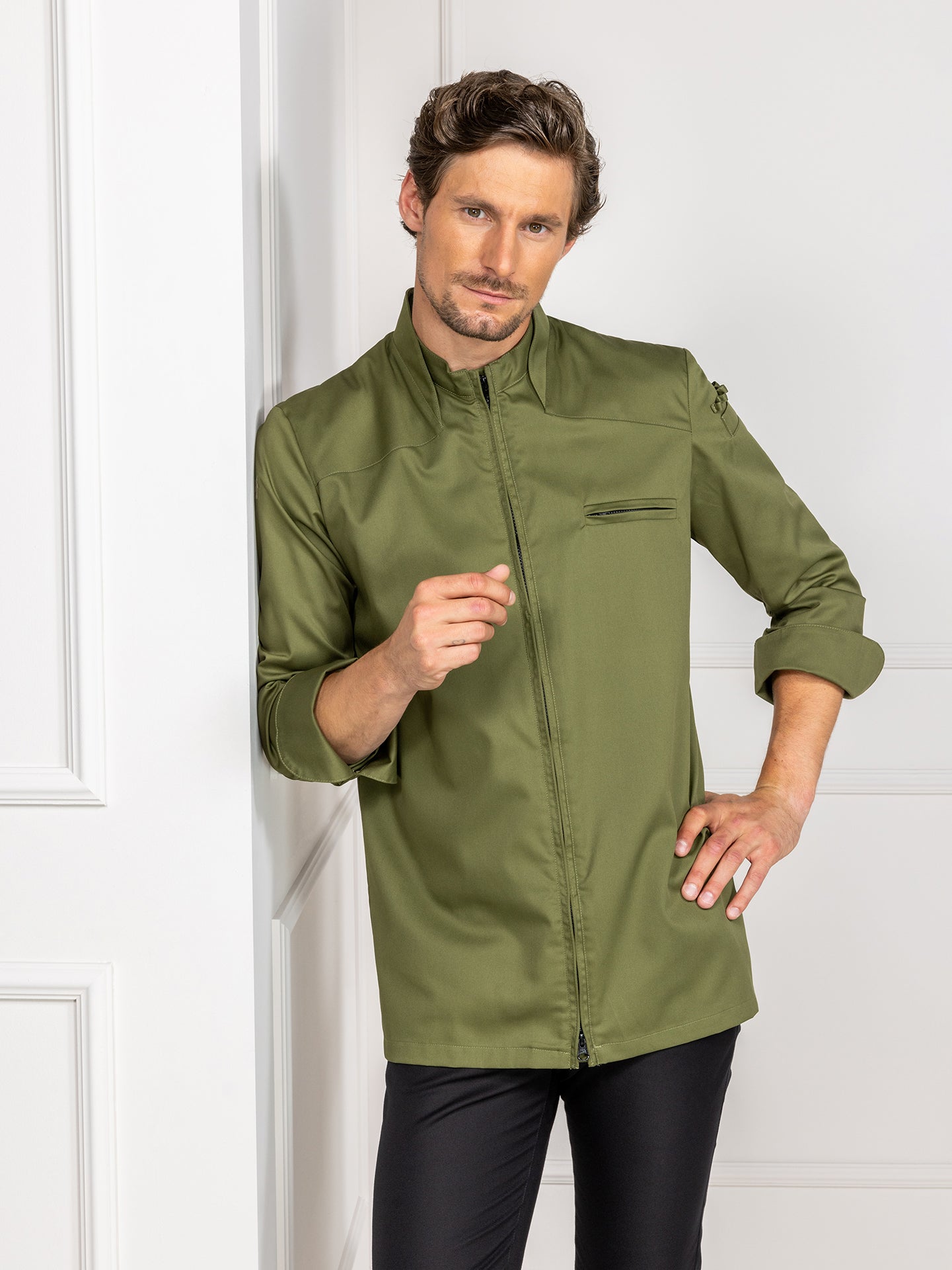 Chef Jacket Nero Olive Green by Le Nouveau Chef